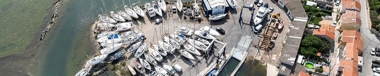 View of the Horizon Marine dry marina on the Etang de Berre in Provence